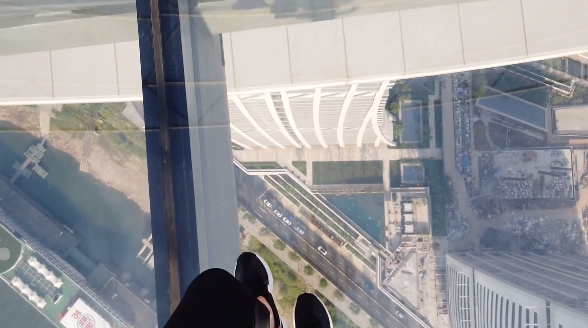 WATCH: China’s Horizontal Skyscraper Opens New Glass-Bottom Observation Deck