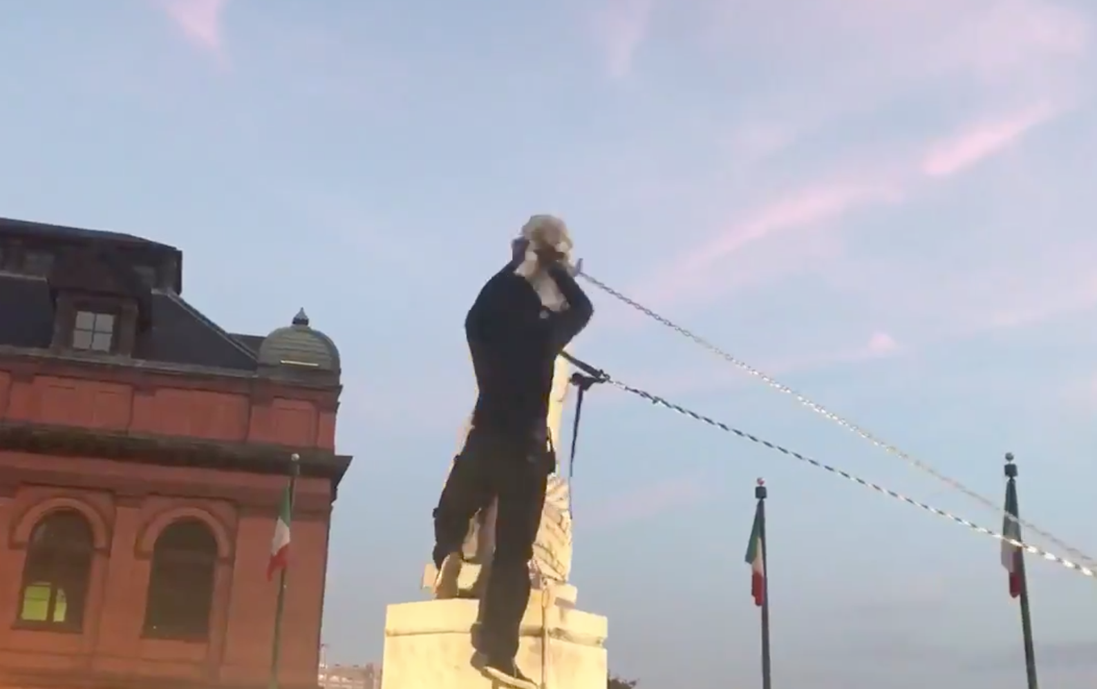 WATCH: Christopher Columbus Statue Torn Down and Tossed in Harbor