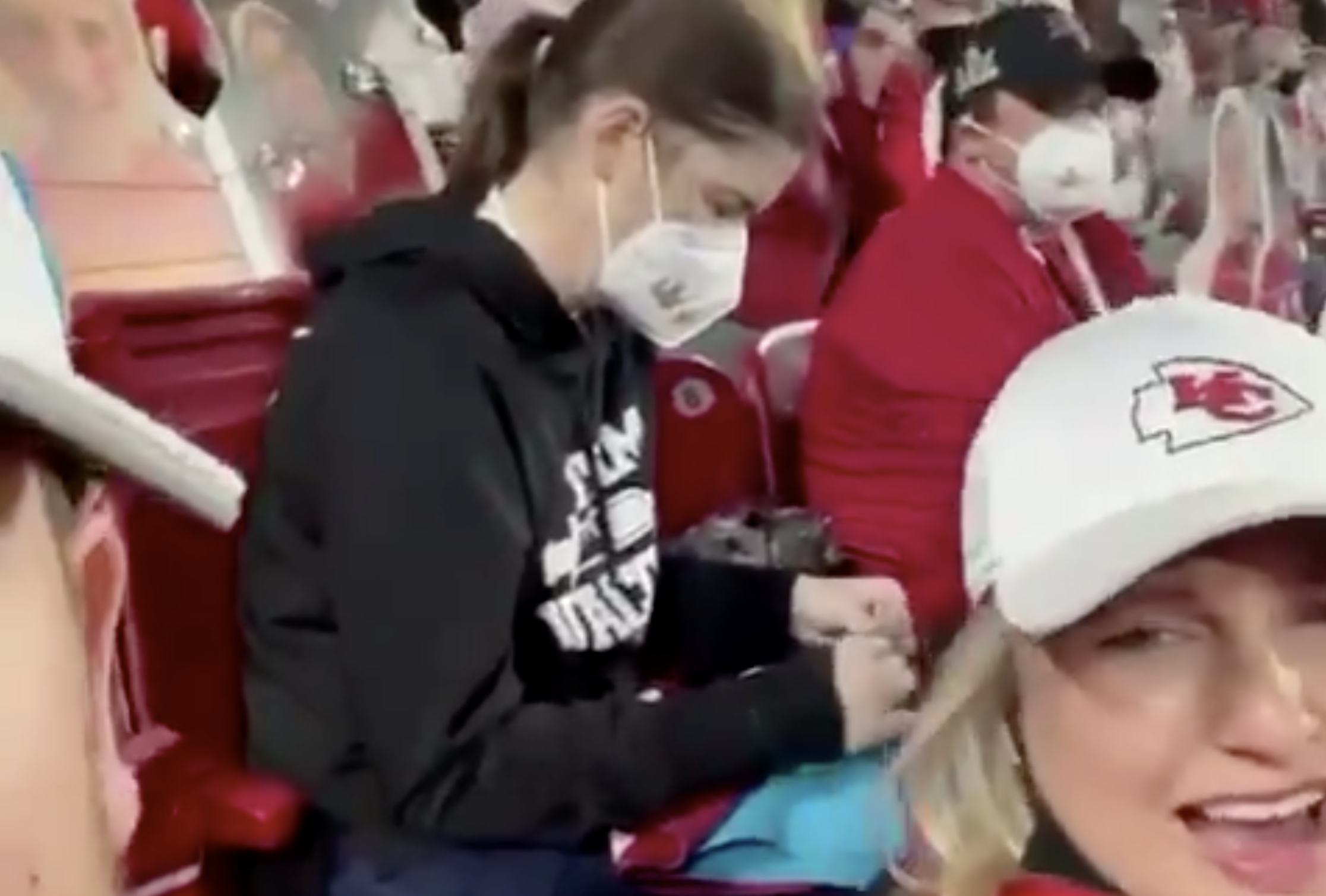 WATCH: This Lady is Straight Up Knitting in Her Seat at the Super Bowl