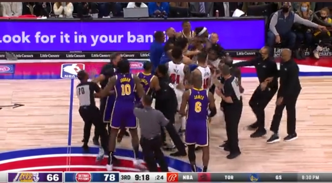Malice at the Palace 2.0? Fight Breaks Out Between Pistons and Lakers