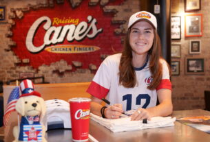 Tierna Davidson Celebrates Olympic Gold with Fans at Raising Cane’s in NYC
